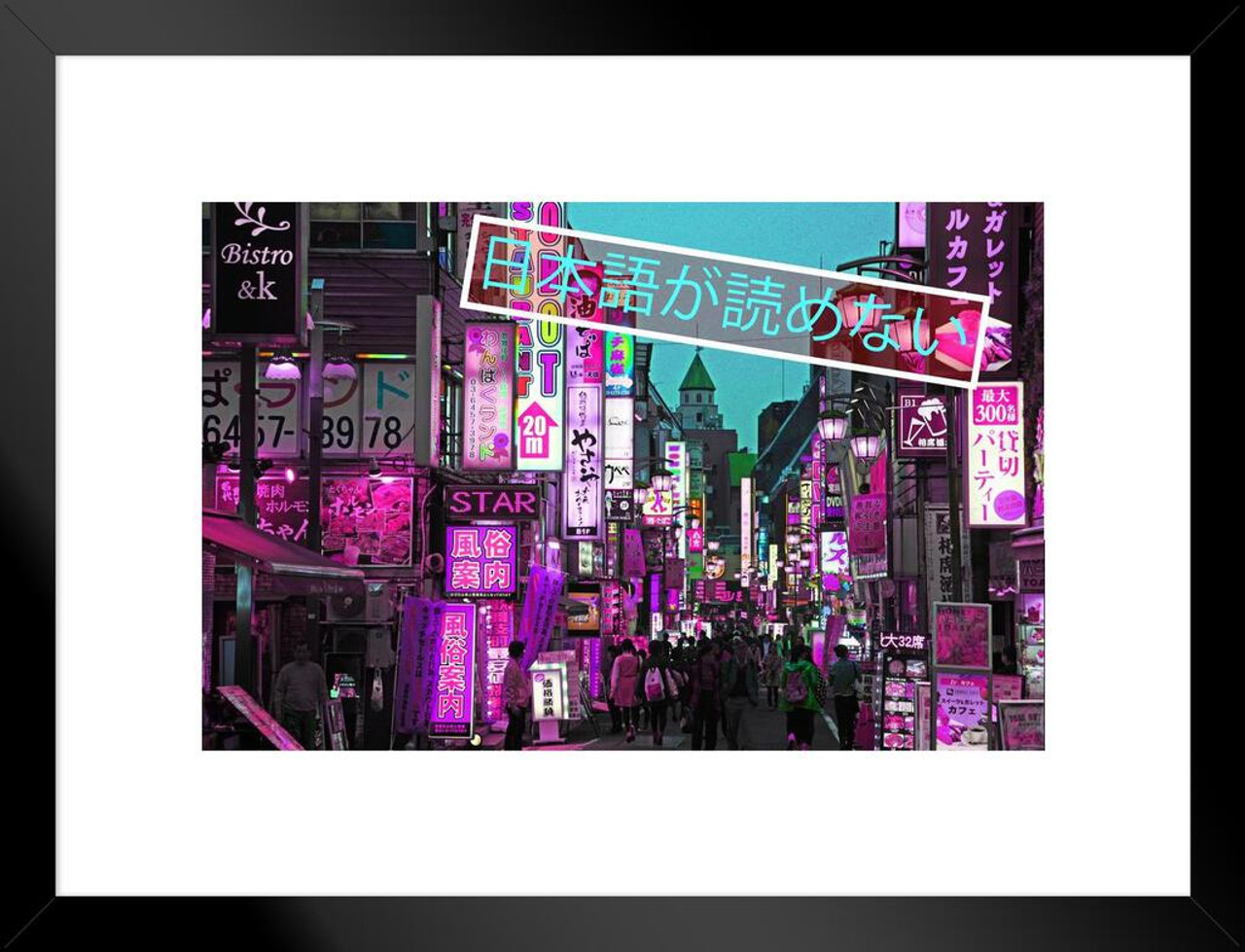 Can't Read Japanese Japan Alley Photo Vaporwave Aesthetic Decor Retro  Vintage 90s Y2K Room Decor Neon Pink Bedroom Decor Indie Vibey Aesthetic
