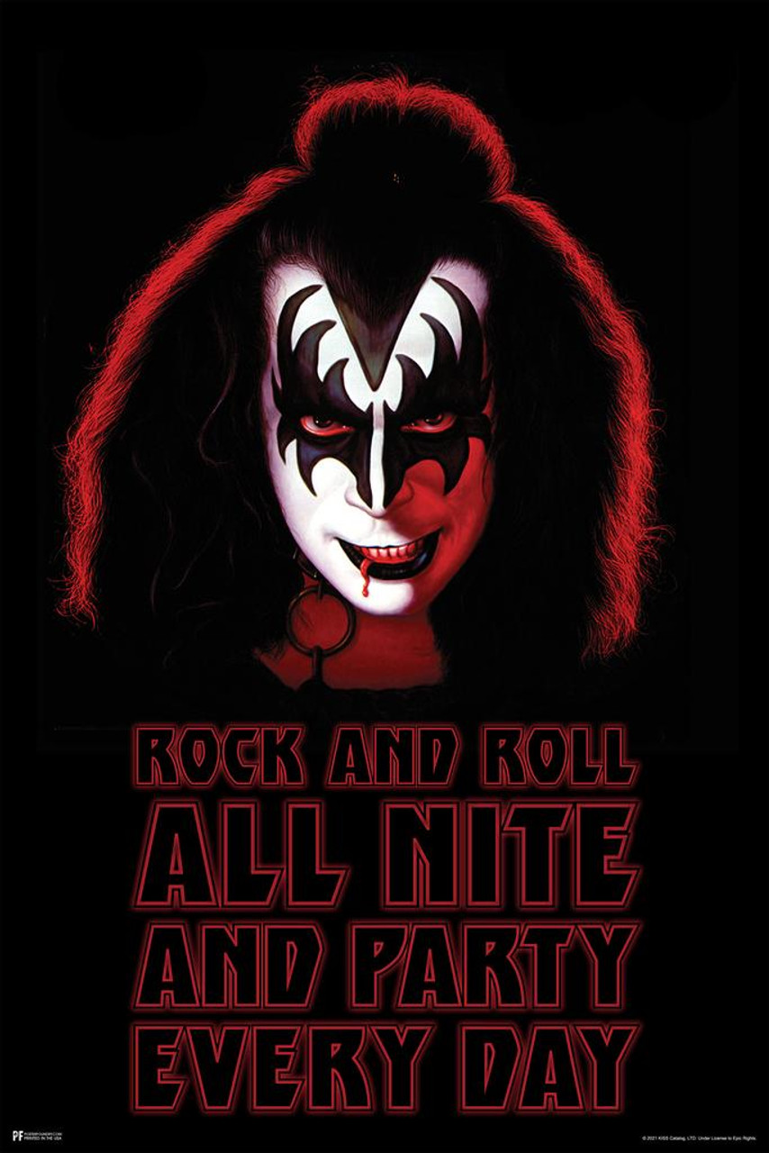 Kiss Poster Demon Gene Simmons Solo Album Rock and Roll All Night and Party  Every Day