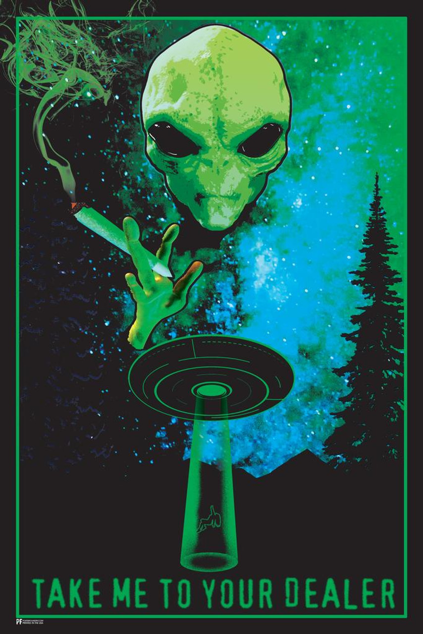 Take Me To Your Dealer Alien Decor UFO Weed Marijuana Joint 420