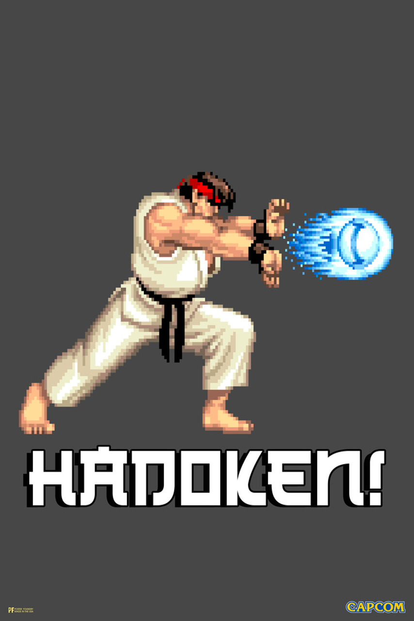 Street Fighter 2 Ryu Hadoken Retro Vintage Art CAPCOM Video Game  Merchandise Gamer Classic Fighting Cool Wall Decor Art Print Poster 12x18