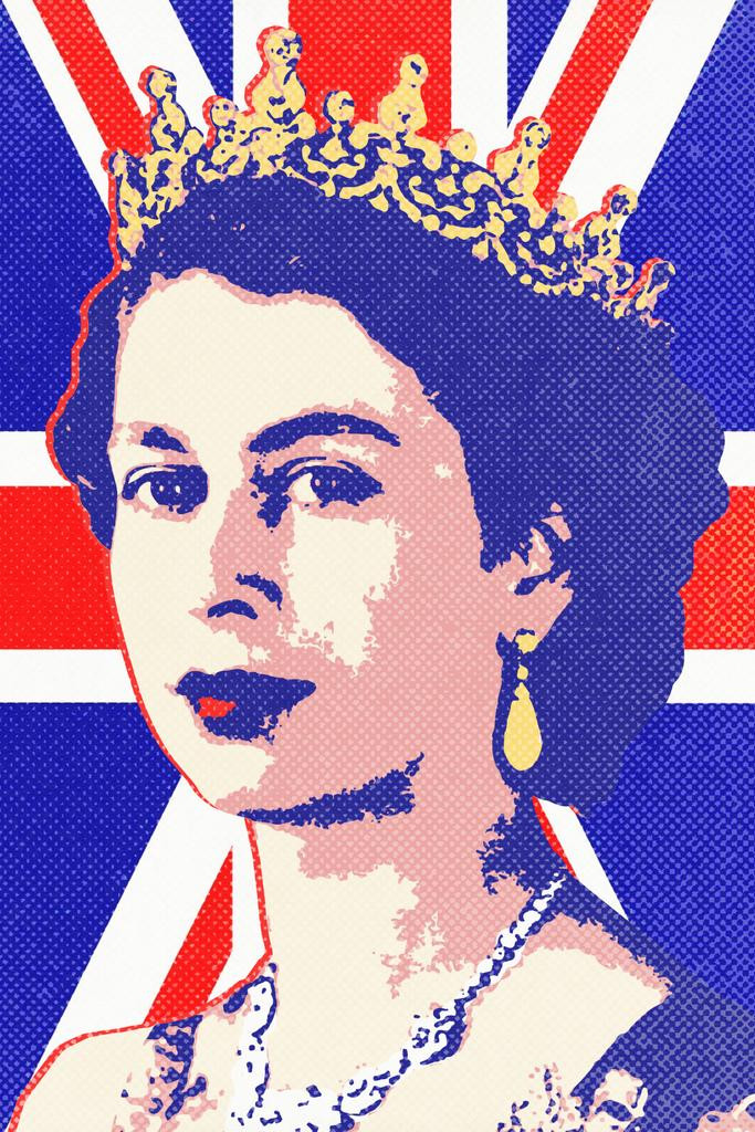 Queen Elizabeth II UK Pop Art Portrait Poster Union Jack Queen