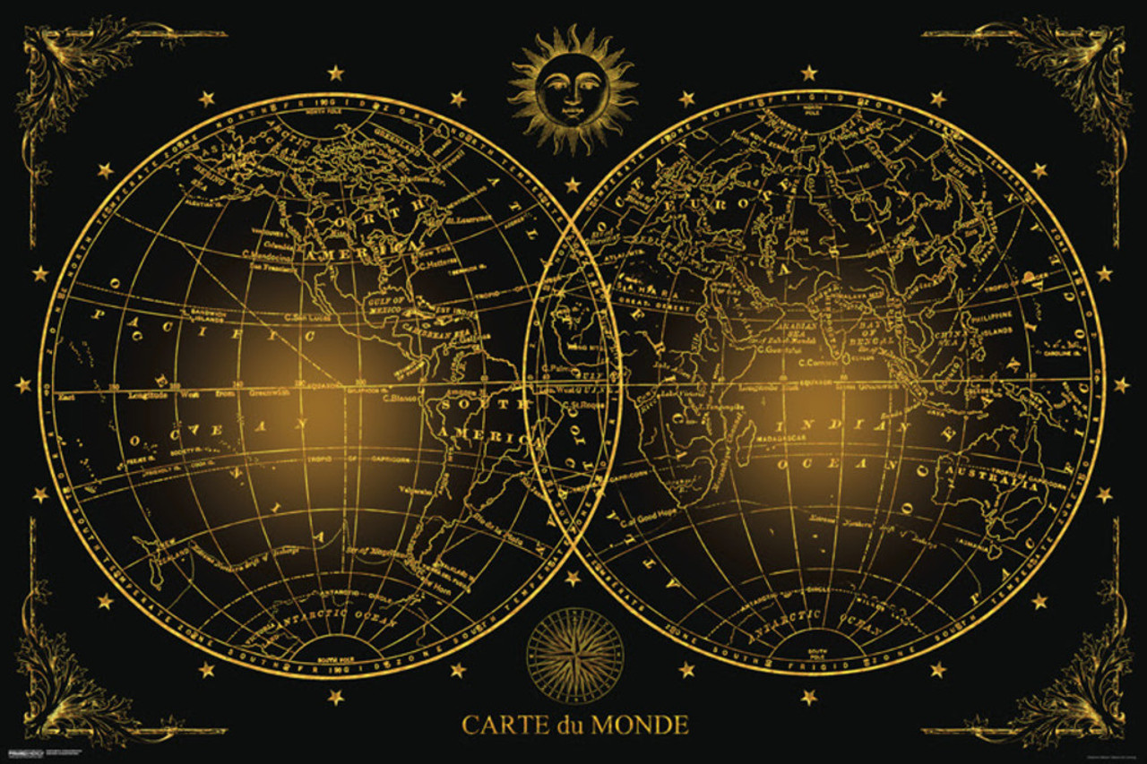 Poster Carte du monde-vintage artwork