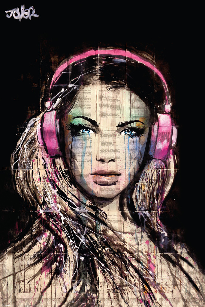 Loui Jover DJ Girl Music Headphones Pop Art Cool Wall Decor Art