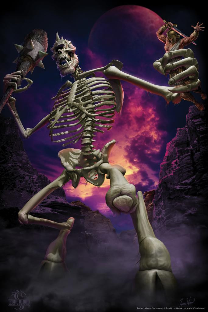 Laminated Cyclops Skeleton Tom Wood Fantasy Art Poster Dry Erase