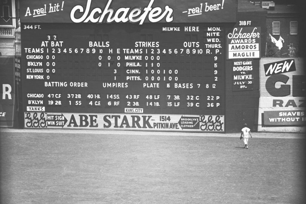 Scoreboard At Baseball Game In Brooklyn B W Photo Photograph Cool