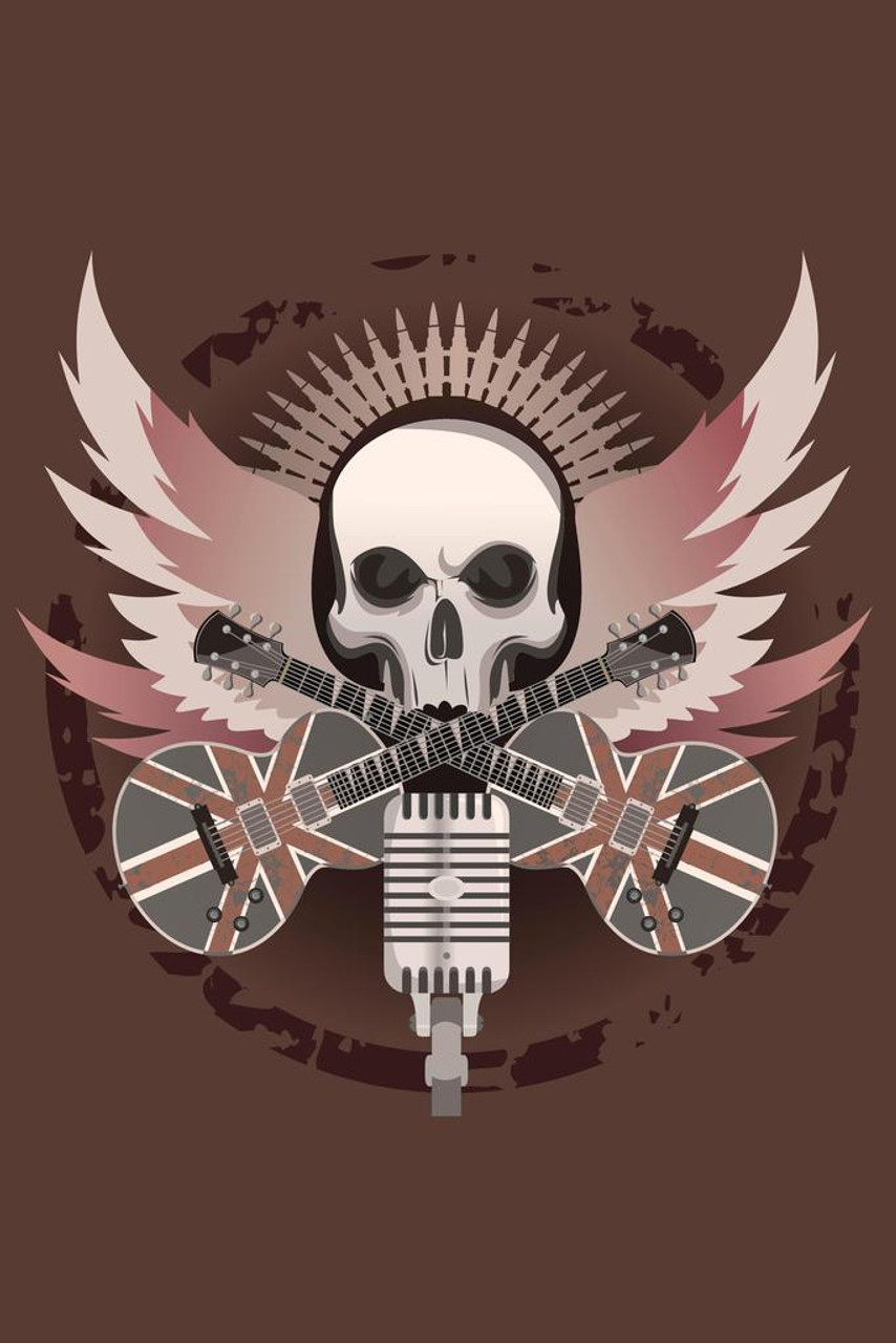 Punk Rock Skull Singing British Guitar Symbol Cool Wall Art