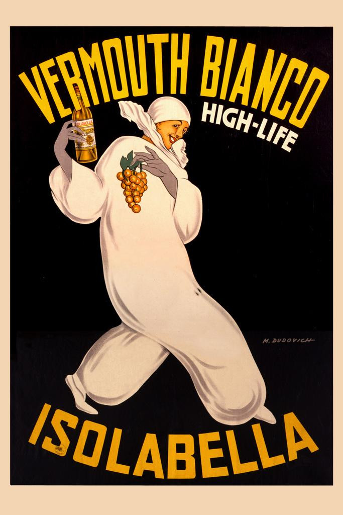 Laminated Vermouth Bianco Isolabella Wine Vintage Illustration Art