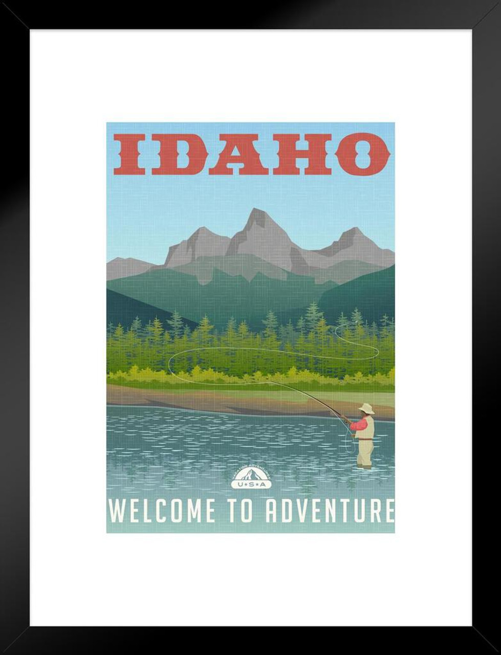 Idaho Fly fishing in mountain stream travel Matted Framed Wall Decor Art  Print 20x26 - Poster Foundry