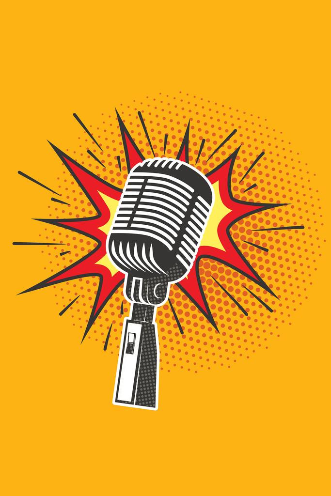 Pop Art Microphone Music Decorative Cool Wall Art Print Poster
