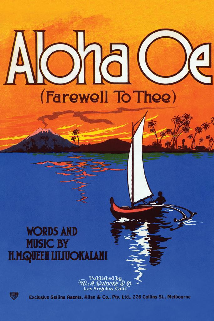 Laminated Aloha Oe Farewell Hawaii Hawaiian Islands Ship Boat