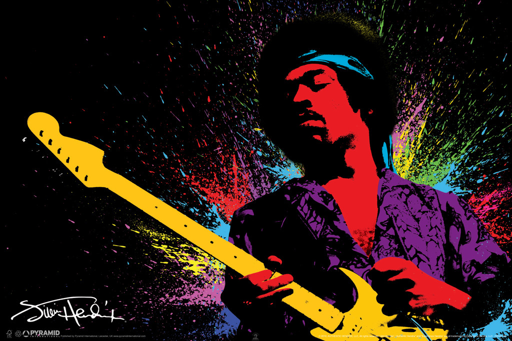 Jimi Hendrix Paint Splatter Music Cool Wall Decor Art Print Poster