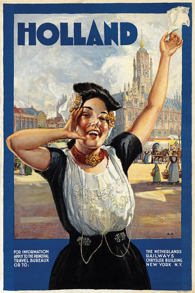 Holland Dutch Girl Vintage Travel Cool Wall Art Print Poster 12x18