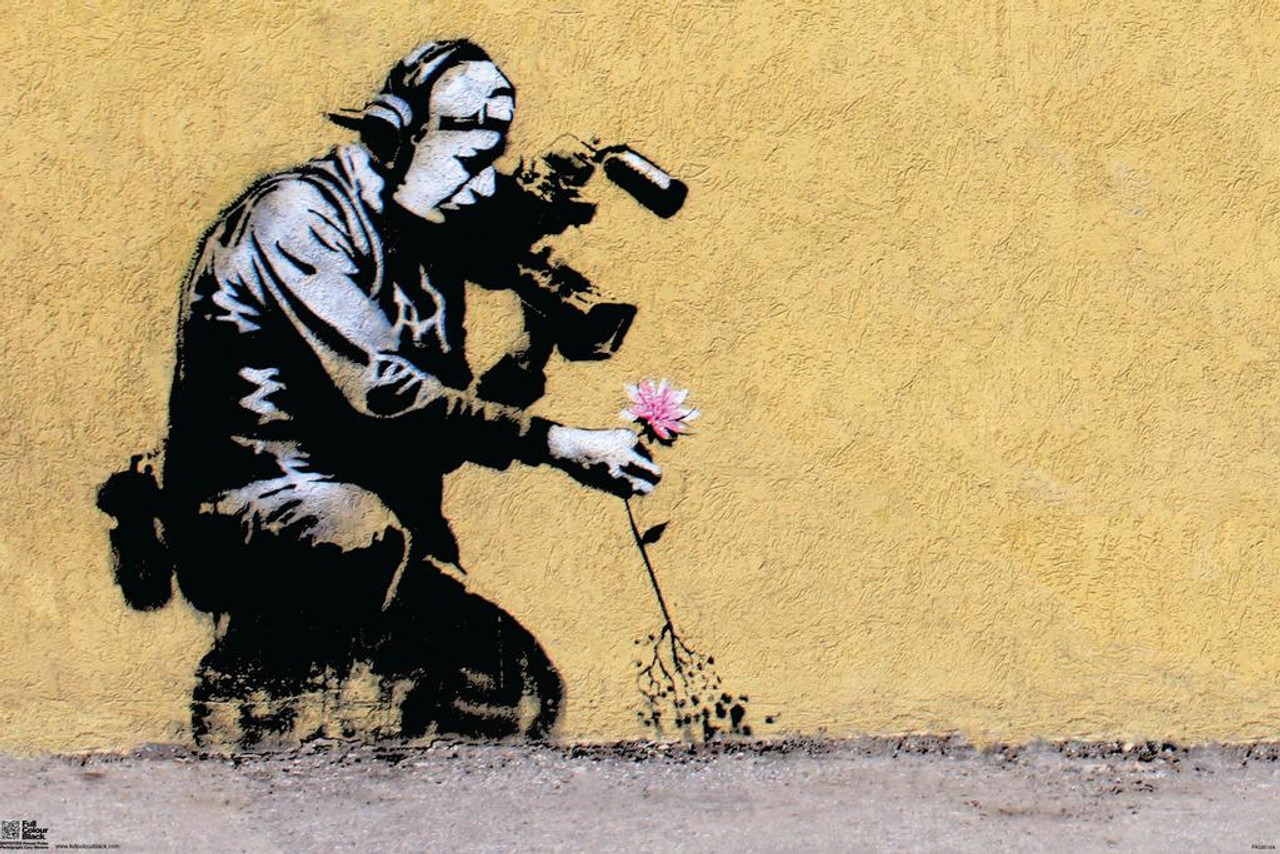 Banksy Camera Man And Flower Graffiti Stencil Street Art Urban Spray Paint Cool Wall Decor Art Print Poster 18x12 Poster Foundry