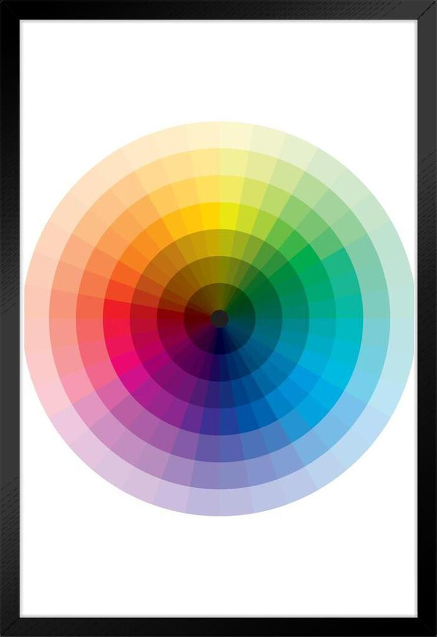 Full Spectrum Color Wheel Circle Chart Poster Graduation from Black to  White to Rainbow Colors Diagram Educational Reference Stand or Hang Wood  Frame Display 9x13 - Poster Foundry