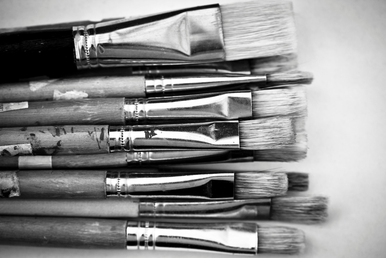 Paintbrushes Black And White Close Up Still Life Photo Cool Wall Decor Art  Print Poster 18x12 - Poster Foundry