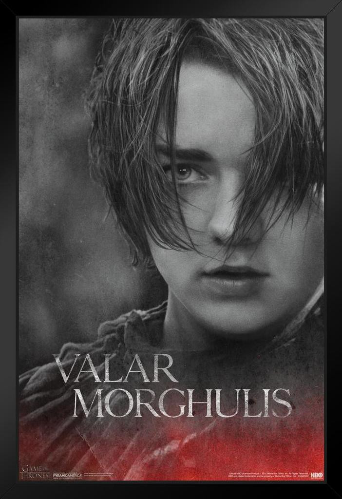 Game Of Thrones Valar Morghulis Arya Stark HBO Medieval Fantasy TV  Television Series Black Wood Framed Poster 14x20 - Poster Foundry