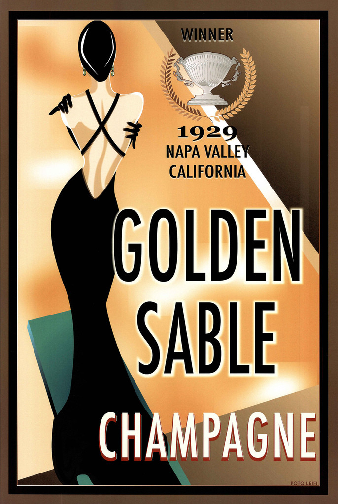ヴィンテージ広告ポスター 額縁 Golden Sable Champagne ヴィンテージ広告ポスター 額縁 Golden Sable Champagne アールデコ