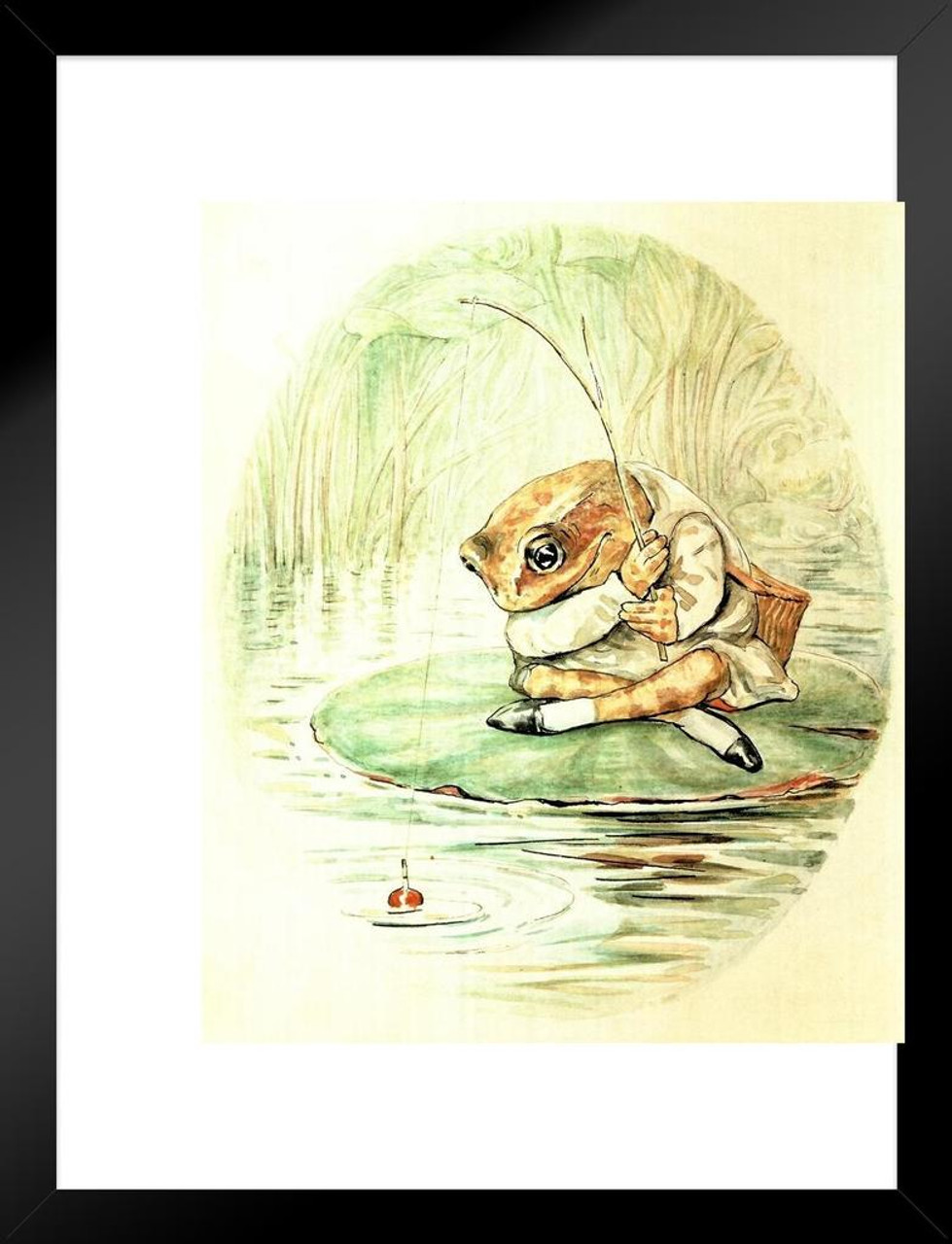 Beatrix Potter The Tale Of Jeremy Fisher British Childrens Book  Illustrations Frog Toad Fishing Vintage Illustration Baby Kids Room Matted  Framed Art Wall Decor 20x26 - Poster Foundry