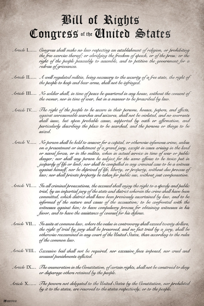 Bill of rights remastered readable version ten constitutional amendments  united states america historical document educational history politics  classroom cool wall art print poster 12x18 - poster foundry