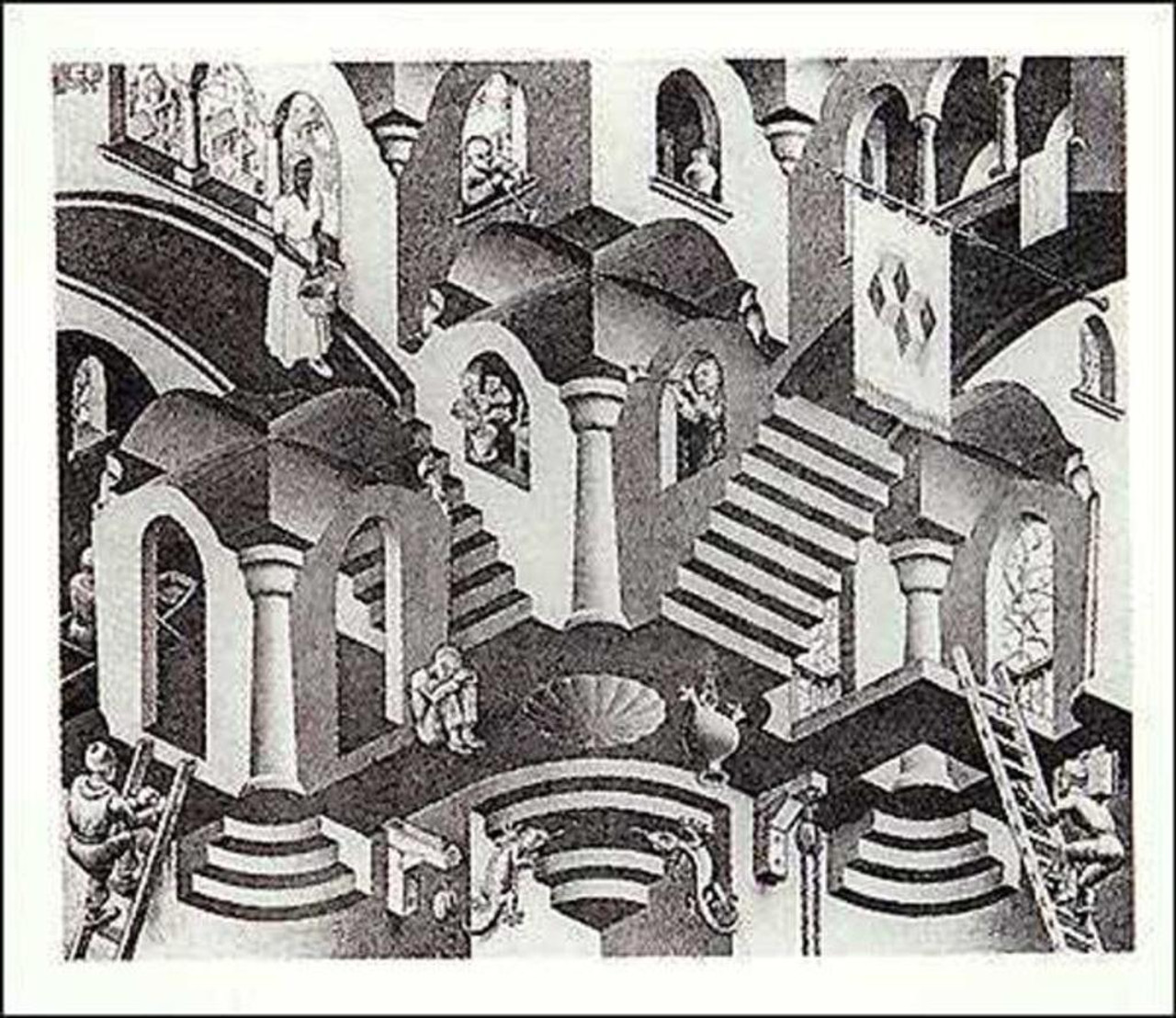 M.C. Escher Concave And Convex Stairs Optical Illusion Drawing Cool