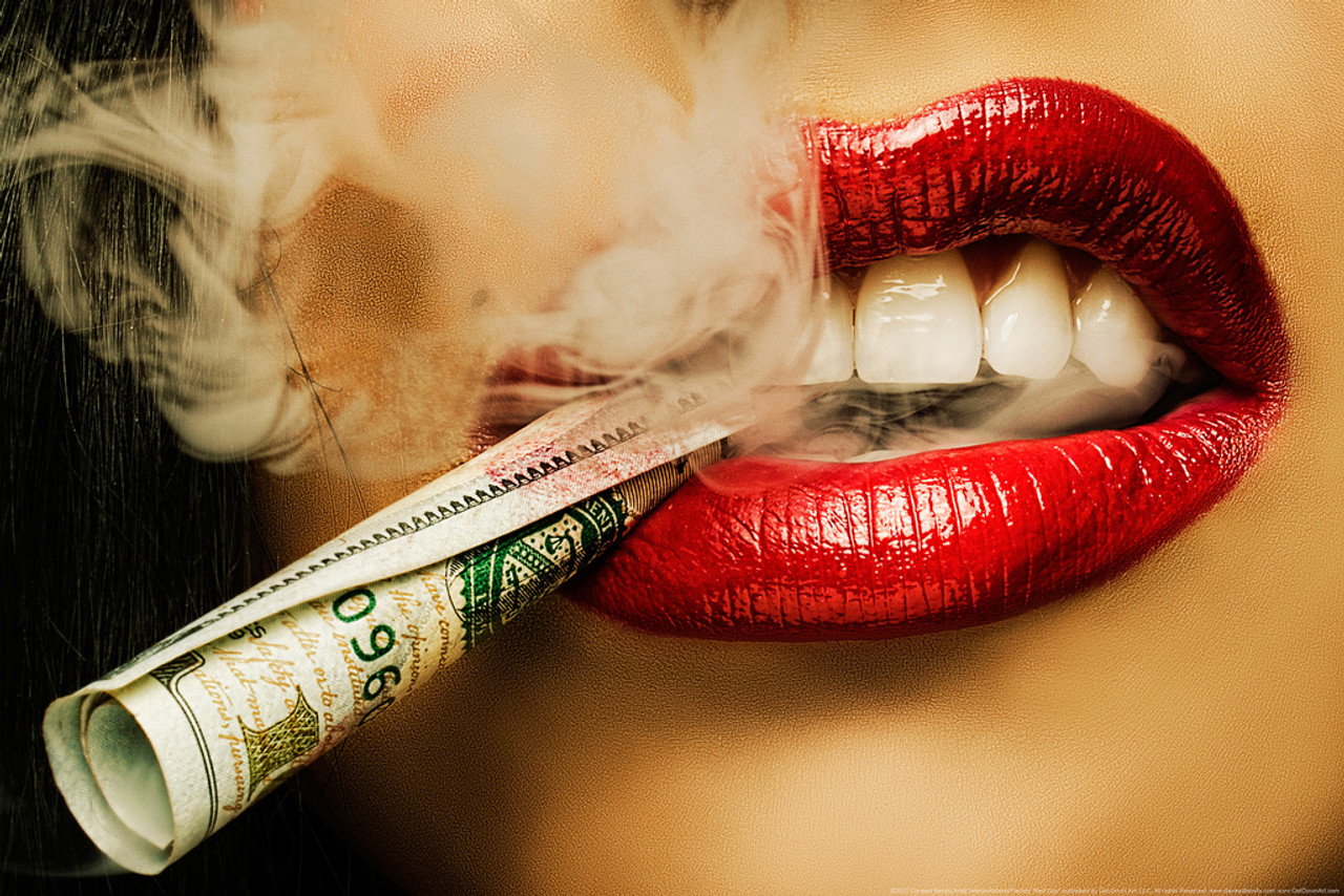 by flov i tilfælde af Red Lips 100 by Daveed Benito Lipstick Smoking Money Dollar Marijuana Weed  Cannabis Room Dope Gifts Guys Propaganda Smoking Stoner Reefer Stoned Buds  Pothead Cool Wall Decor Art Print Poster 12x18 -