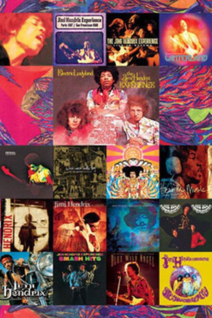 Jimi Hendrix Album Covers Collage Psychedelic Classic Rock Music