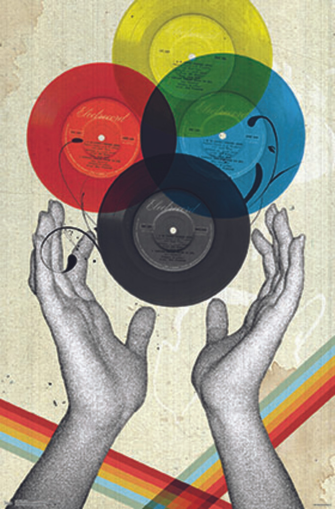 CMYK Retro Records by Elo Marc Colors Music Cool Wall Art Print