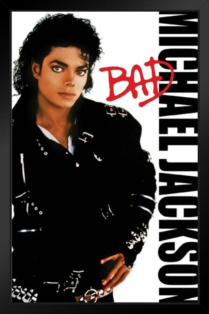 Michael Jackson Bad Music Black Wood Framed Art Poster 14x20