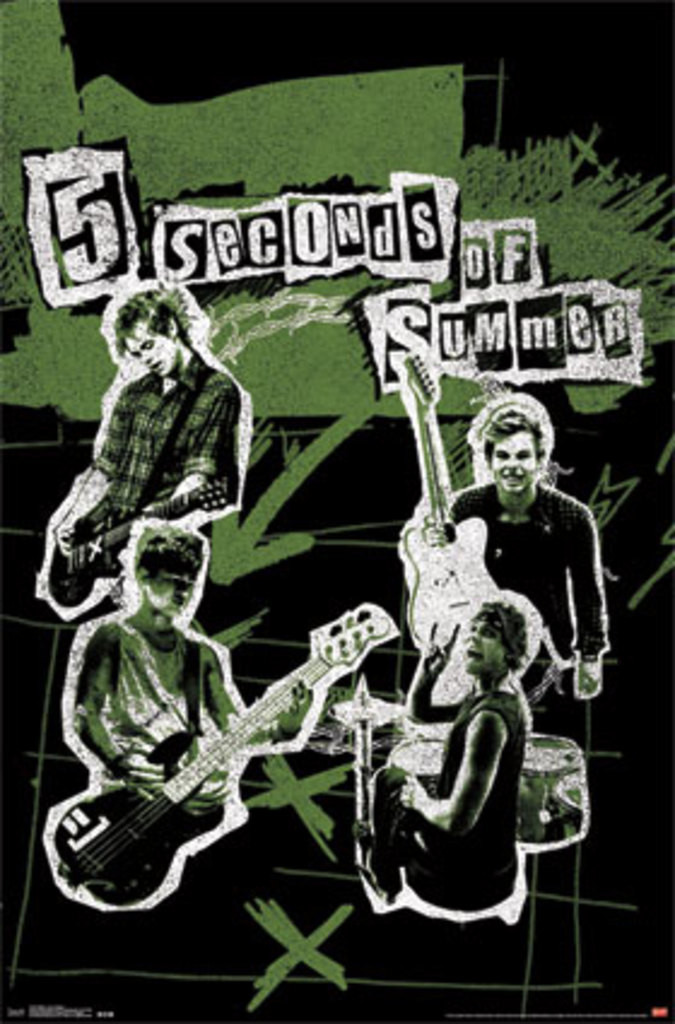 Five Seconds of Summer 5SOS Live Collage Green Music Poster 22x34