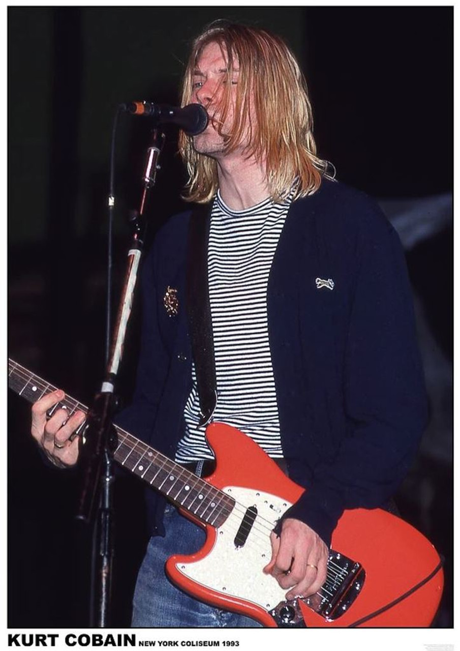kurt cobain nirvana performing playing guitar new york coliseum 1993 music album rock roll vintage cool wall decor art print poster 23 5x33