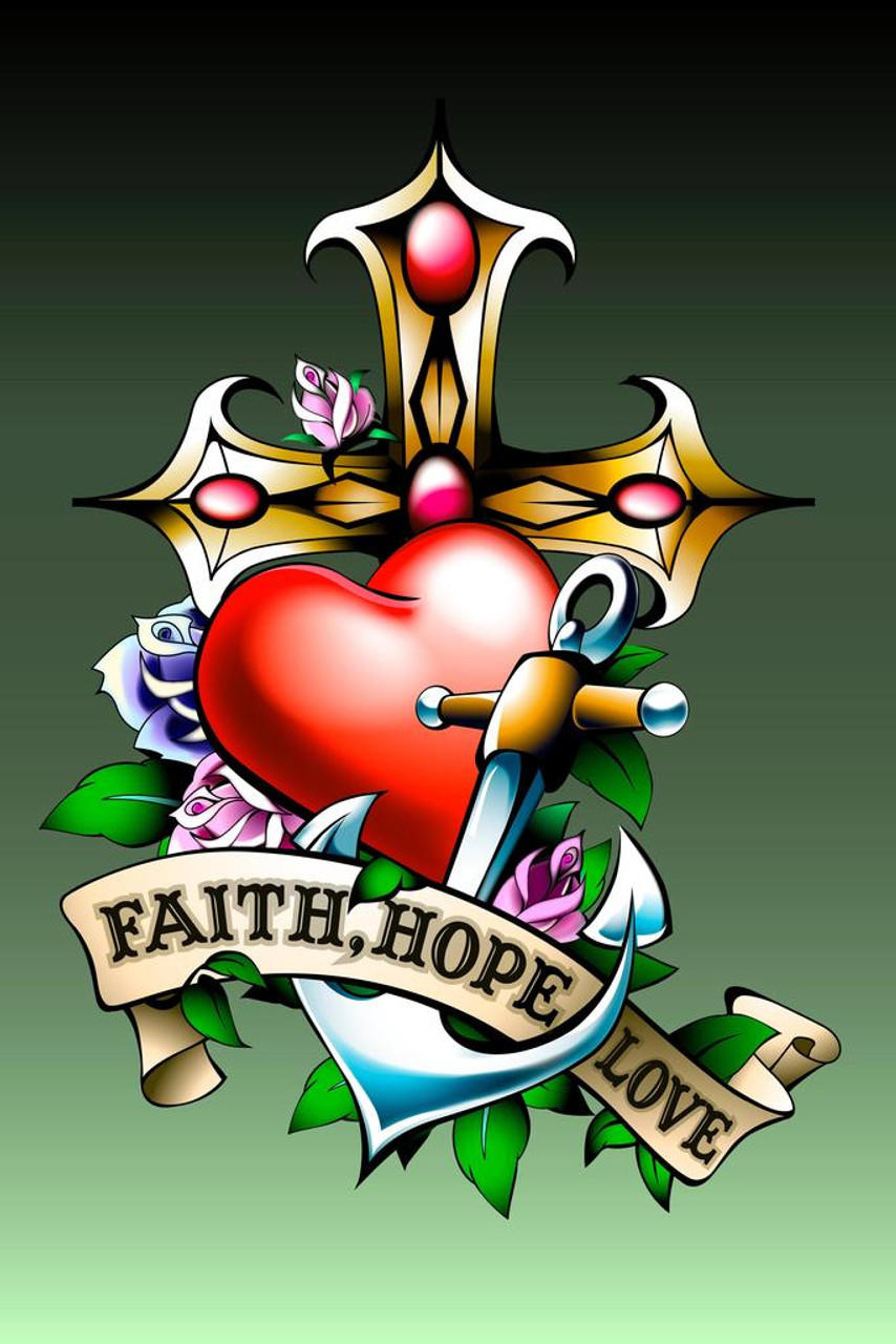 Faith Hope Love Temporary Tattoo / cross tattoo / heart beat tattoo / heart  tattoo