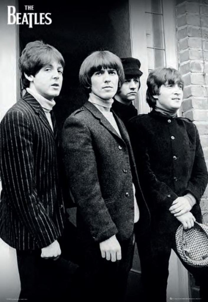 The Beatles Group Doorway Fab Four Iconic Band Black And White