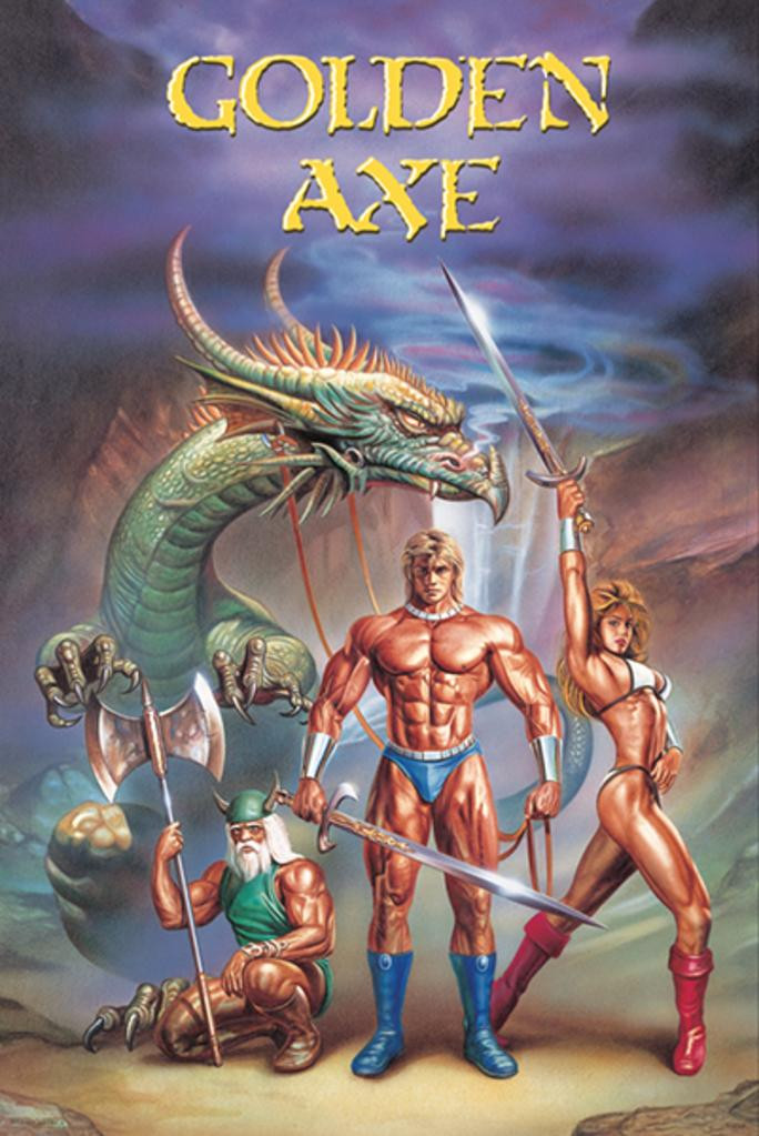 Laminated Golden Axe Poses Sega Classic Video Game Poster Dry