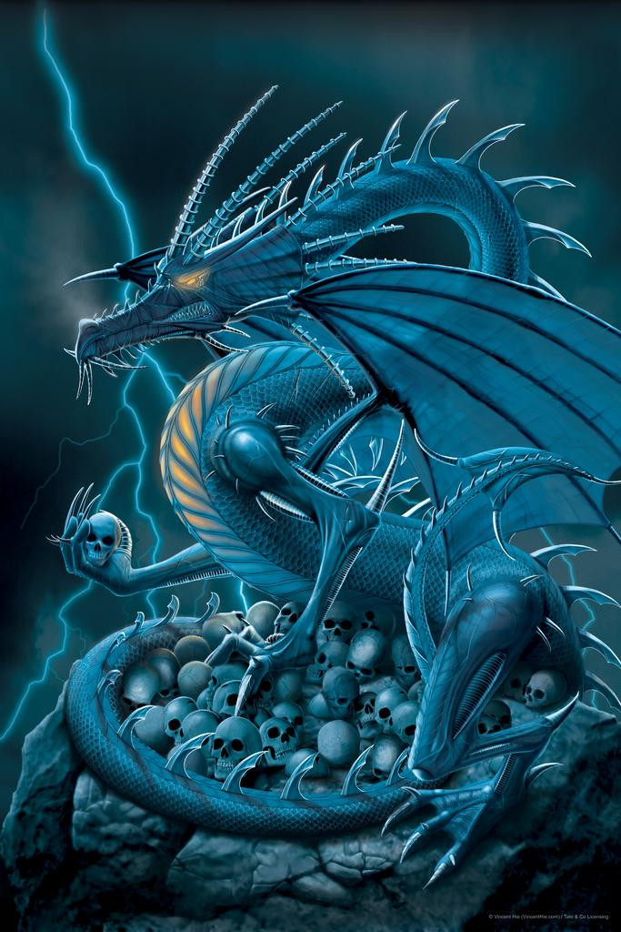 Abolisher Blue Dragon Human Skull Nest by Vincent Hie Fantasy
