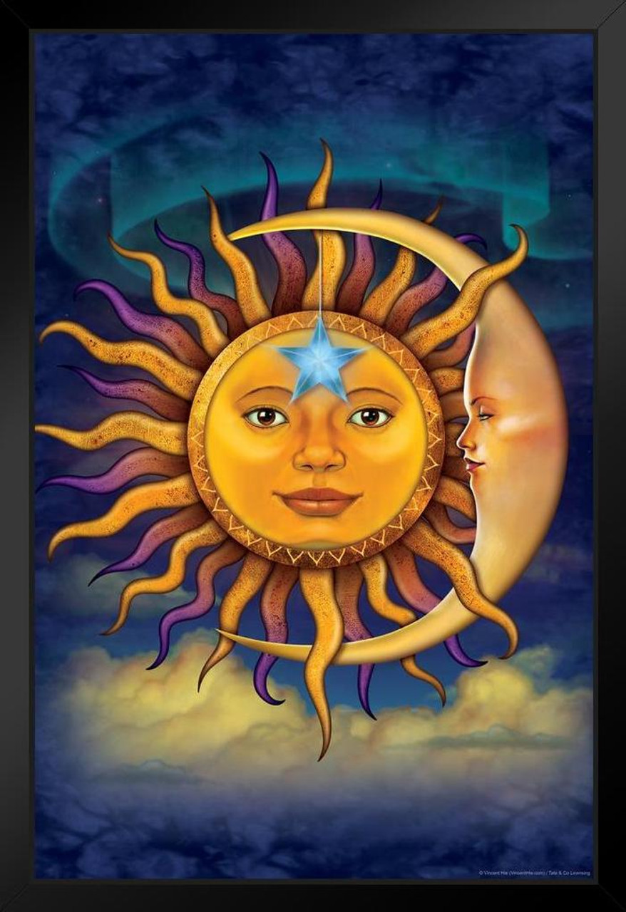 Sun Moon Star Astrology by Vincent Hie Spiritual Art Print Black Wood ...