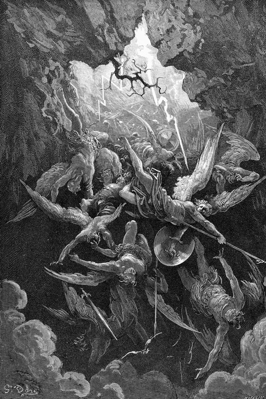 The Mouth of Hell Engraving by Gustave Dore Poster Paradise Lost Book Print  Vintage French Artist Cool Wall Decor Art Print Poster 24x36
