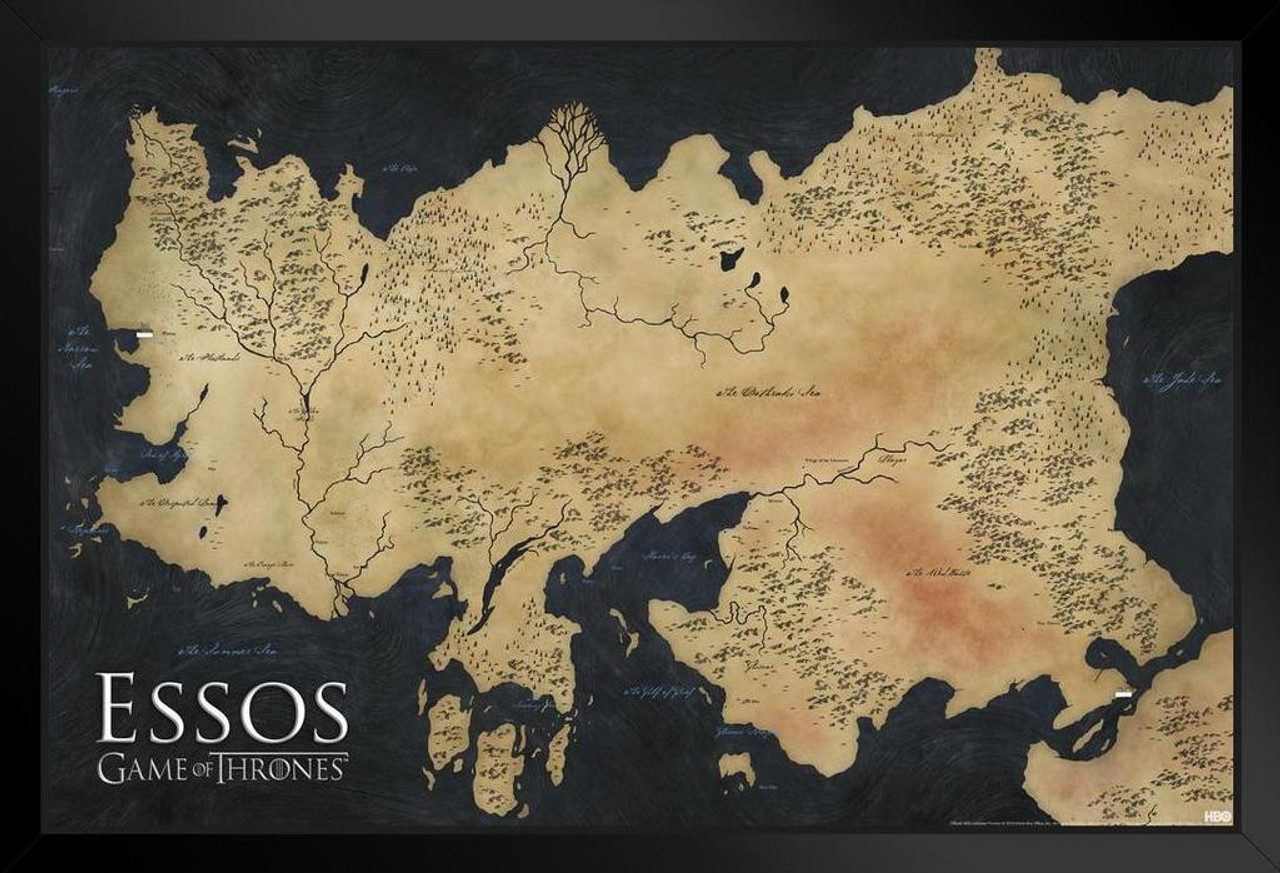 Game of Thrones Map of Essos TV Show Framed Poster 12x18 ...