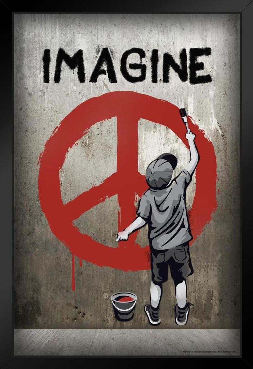 Imagine Peace Graffiti Peace Sign Kid Painter Motivational