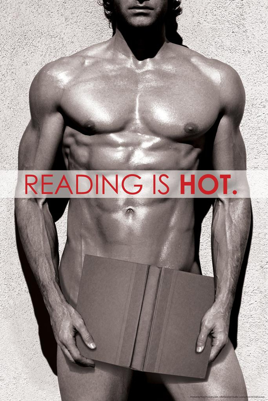 Reading Is Hot Naked Guy With Book Funny Thick Paper Sign Print Picture  8x12 - Poster Foundry
