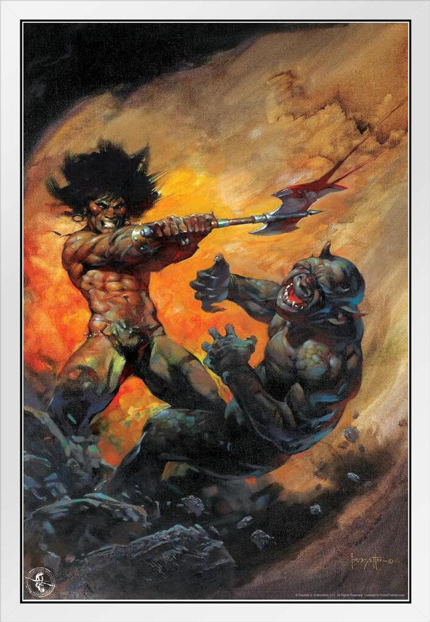 Barbarian by Frank Frazetta Wall Art Gothic Fantasy Decor Frank Frazetta Artwork Scary Art Prints Horror Battle Posters Frazetta Illustration Death Nu