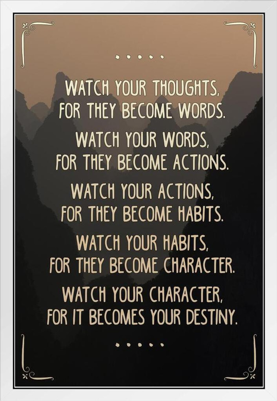 Trinx Watch Your Thoughts Watercolor Motivational Inspirational Teamwork  Quote Inspire Quotation Gratitude Positivity Support Motivate Sign Good  Vibes Social Work White Wood Framed Art Poster 14x20 Framed On Paper Print  | Wayfair