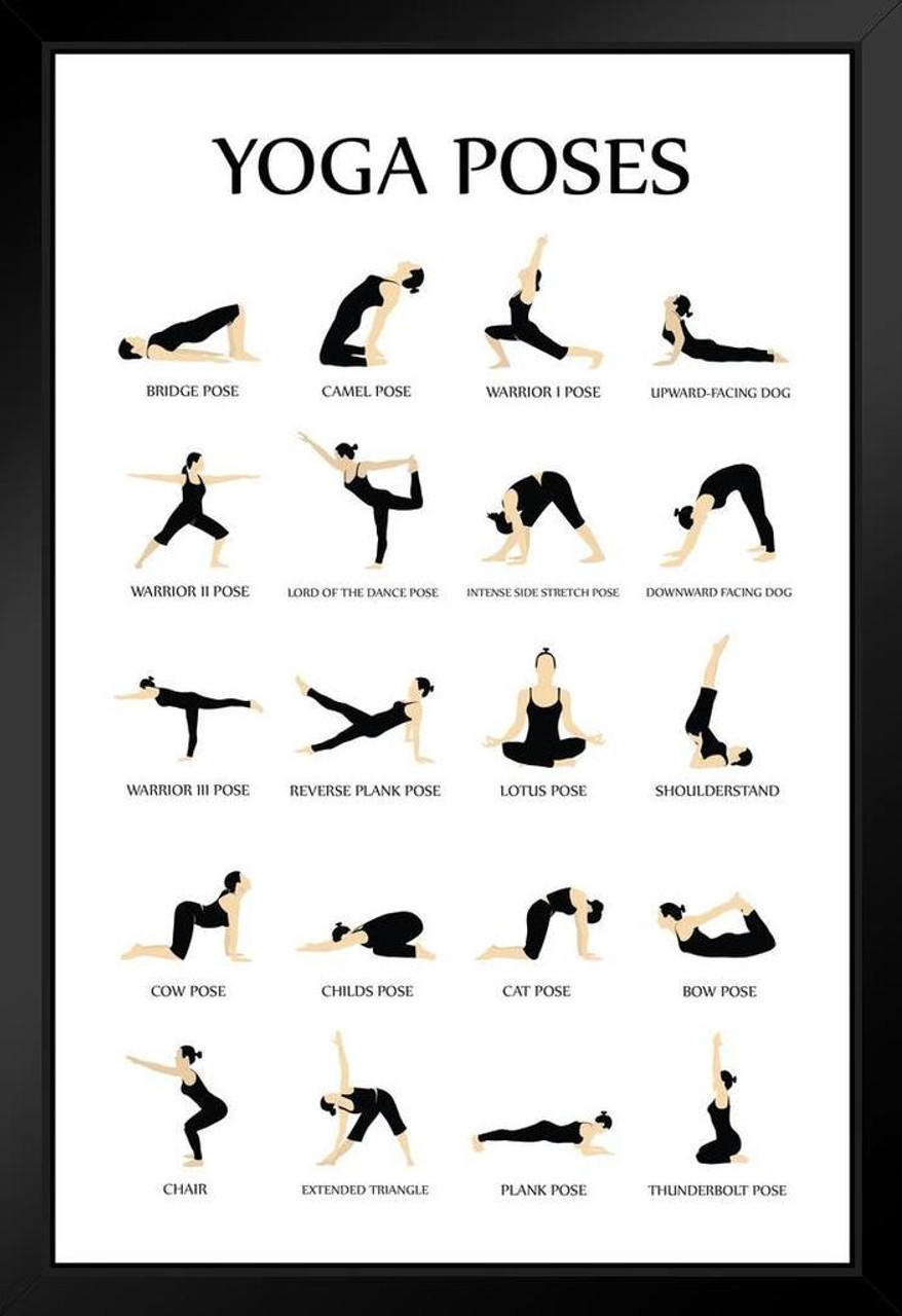 Amazon.com: Yoga Poses Reference Chart Studio Gray Matted Framed Art Print  Wall Decor 20x26 inch: Posters & Prints