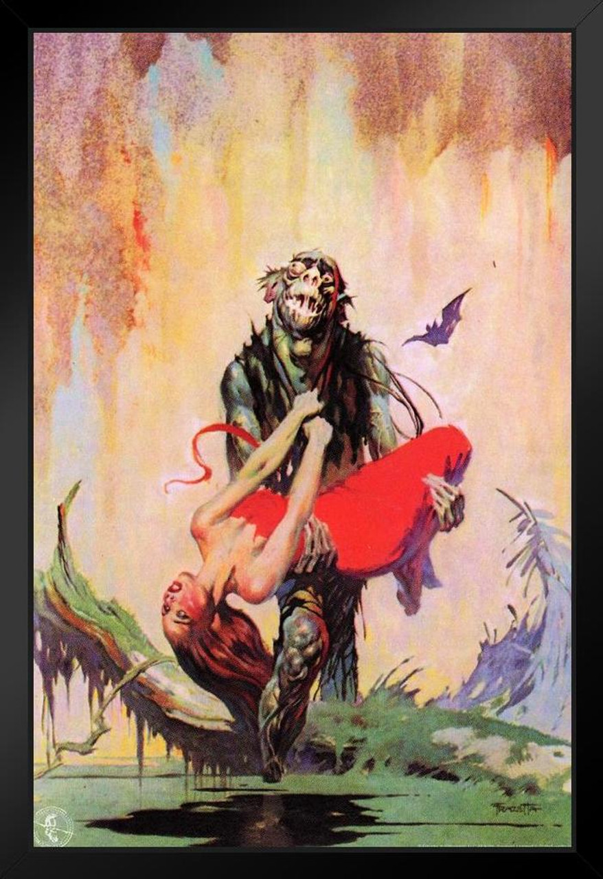 Swamp Thing by Frank Frazetta Wall Art Gothic Fantasy Decor Frank Frazetta  Artwork Scary Art Prints Horror Swamp Posters Frazetta Illustration Woman  Monster Stand or Hang Wood Frame Display 9x13 - Poster