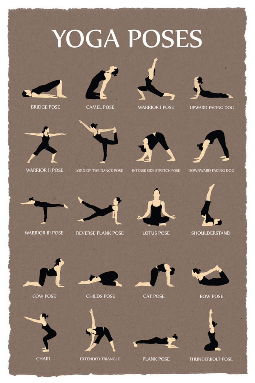 Vintage Illustrated Chart From India - YOGASAN/YOGA POSTURES/YOGA POSES  CHART Rare Vintage High Quality