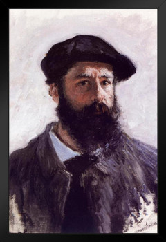 Claude Monet Self Portrait With Beret 1886 Art Impressionist Art Posters Claude Monet Prints Nature Landscape Painting Claude Monet Canvas Wall Art French Decor Stand or Hang Wood Frame Display 9x13