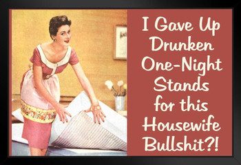 I Gave Up Drunken One Night Stands For This Housewife Bullsht Humor Picture Modern Wood Frame Display 9x13