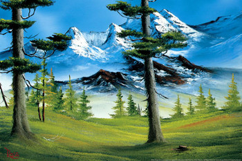 Laminated Bob Ross Mountain Glory Art Print Painting Bob Ross Poster Bob Ross Collection Bob Art Paintings Happy Accidents Bob Ross Print Decor Mountains Painting Wall Art Poster Dry Erase Sign 36x24