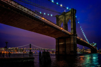 Brooklyn Bridge Twilight by Chris Lord Photo Photograph Thick Paper Sign Print Picture 8x12