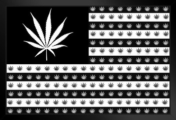 Marijuana Flag Leaves And Stripes Art Print Stand or Hang Wood Frame Display Poster Print 9x13