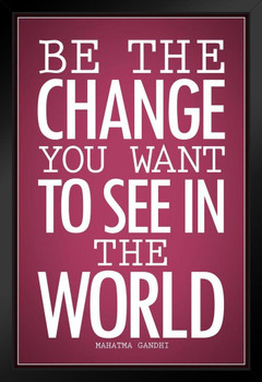 Mahatma Gandhi Be Change You Want To See In World Red Art Print Stand or Hang Wood Frame Display Poster Print 9x13